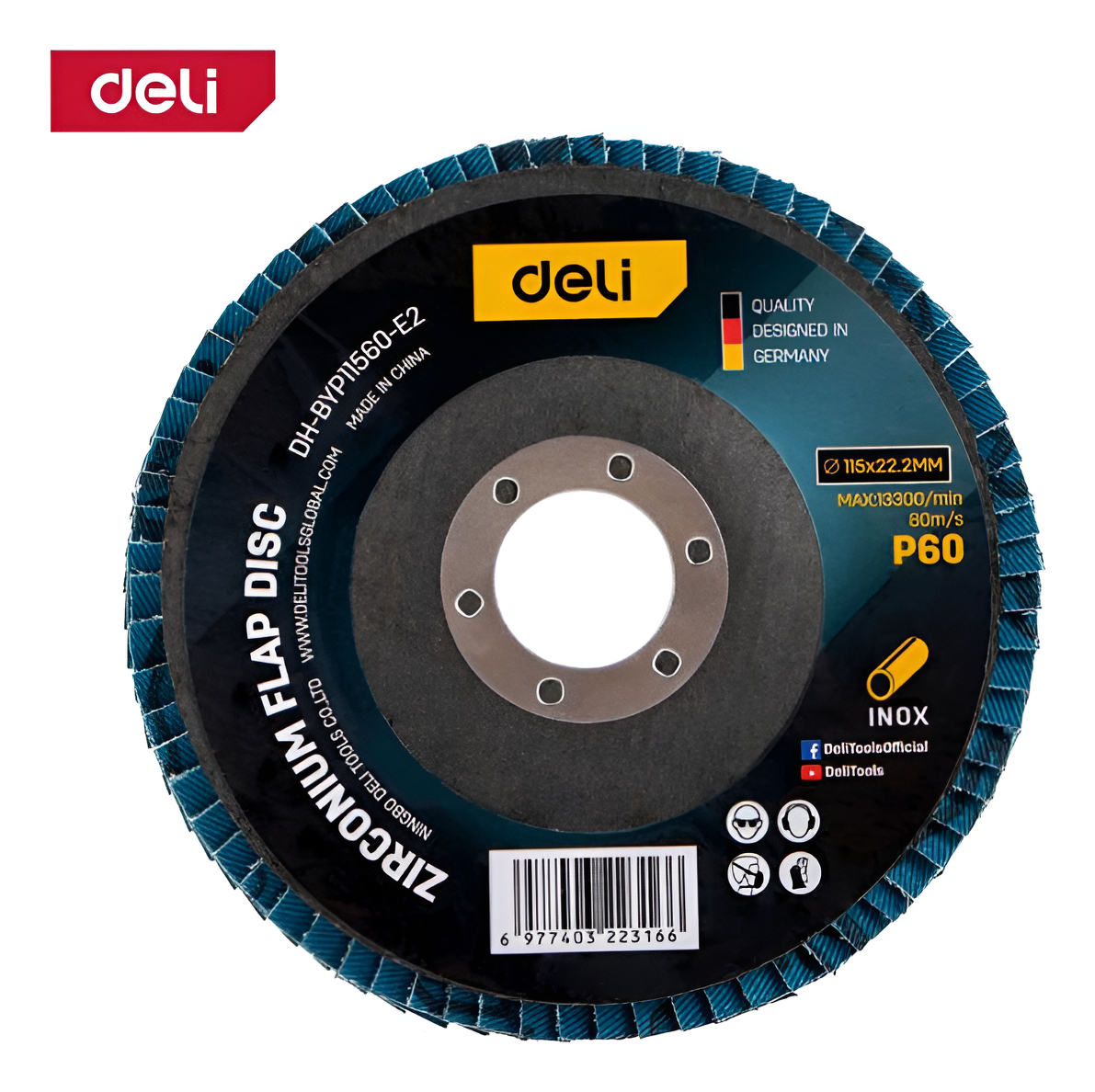 Disco Flap Zirconio 115 Mm Grano 60 X 10 - 10 Un Deli