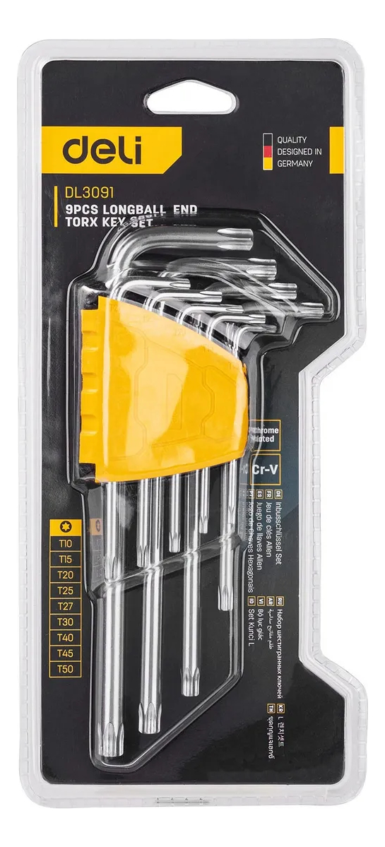 Juego Llaves Torx Largas Con Soporte T10 A T50 Deli - Imagen 3