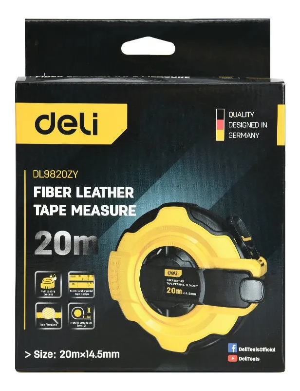 Cinta De Fibra C/goma 20m X 14.5 Mm Deli - Imagen 3