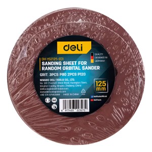 Set Discos De Lija 125 Mm 5 Un 3 Grano 80/ 2 Grano 120 Deli