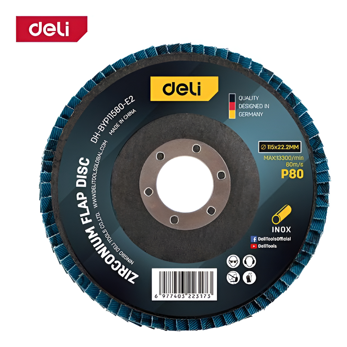 Disco Flap Zirconio 115 Mm Grano 80 X 10 - 10 Un Deli