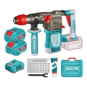 Rotomartillo Inalámbrico Total 42v - Motor Brushless, Sin Carbones - 4.5 J, Encastre Sds Plus - Con 2 Baterías 2.5ah Litio-ion, Cargador, 6 Mechas, 2 Cinceles Y Maletín - Trhli422882
