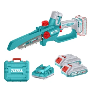 Mini Motosierra De Mano Inalámbrica Total 20v, Motor Brushless, Sin Carbones - 6 Pulgadas, 150mm - Jardín, Poda - Con 2 Baterías 2.0Ah Litio-Ion, Cargador Y Maletín - TGSLI20662