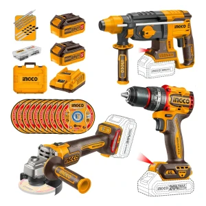 Combo Taladro Percutor 66nm + Rotomartillo + Amoladora Ingco Color Amarillo Frecuencia