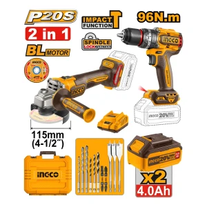 Kit A Batería Taladro 96nm Y Amoladora C/2 Bat Ingco