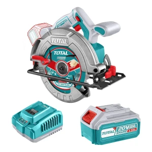 Sierra Circular Inalámbrica Total 20v - Motor Brushless, Sin Carbones - 7.1/4 Pulgadas, 185mm - 4.800rpm - Con 1 Batería 5.0Ah Litio-Ion, Cargador 4A Y Disco - TSLI18513