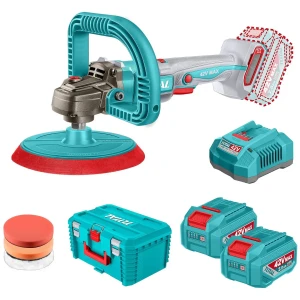 Lustra Pulidora Angular Inalámbrica Total 42v - Motor Sin Carbones - Plato Con Velcro, 7 Pulgadas, 180mm - Velocidad Variable - Con 2 Baterías 2.0ah Litio-ion, Cargador, Discos Y Valija - Tapli42182