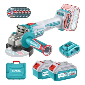 Amoladora Inalámbrica Total 20v Industrial - Motor Brushless, Sin Carbones 1200w - 4.1/2 Pulgadas, 115mm - Con 2 Baterías 5.0Ah Litio-Ion, Cargador, Maletín Y Discos - TAGLI2211532