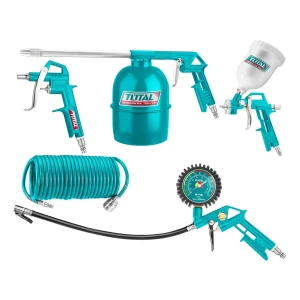 Kit, 5 Accesorios De Aire Total Para Compresor, Conector Tipo USA - Pistolas Y Manguera 4 Metros - TATK053-1