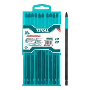 Juego De 10 Puntas Phillips Magnéticas Total Para Atornillador De Impacto 1/4'', PH2 200mm, Línea Industrial, Incluye Estuche Organizador - TACIM16PH285