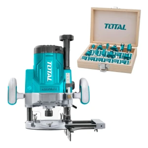 Kit Router Total 2200w Fresadora De Mano + Set 12 Fresas 6mm