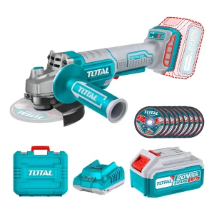 Amoladora Inalámbrica Total Industrial - Motor Brushless, Sin Carbones - 4.1/2 Pulgadas, 115mm - Con 1 Batería 4.0Ah Litio-Ion, Cargador, 10 Discos Y Maletín - TAGLI2111561