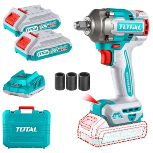 Llave, Pistola De Impacto Inalámbrica Total 20v Industrial - Motor Brushless, Sin Carbones, Encastre 1/2'', Torque 405nm - Con 2 Baterías 2.0ah Litio-ion, Cargador, Dados Y Maletín - TIWLI2045