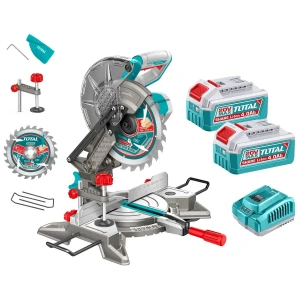 Sierra Ingletadora Inalámbrica Total 20v - 8.1/4 Pulgadas, 210mm - Con 2 Baterías 4.0ah Litio-ion, Cargador 4a, Bolsa Recolectora, Sargento Y Barra Extensora - Tmsli20212