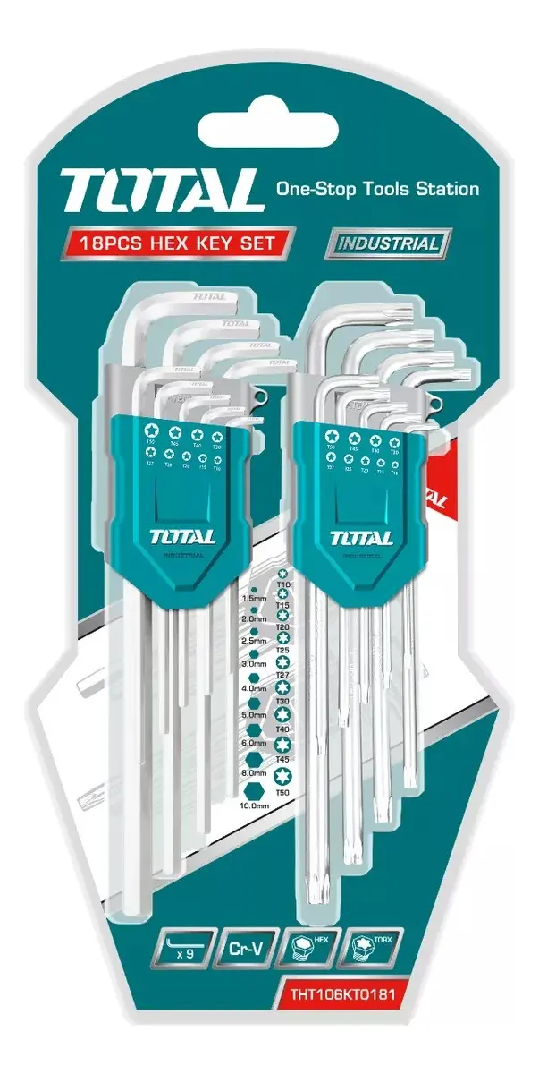 Juego De 18 Llaves Total, Allen Hexagonal Y Torx, 1.5-10mm T10-T50, Línea Industrial - THT106KT0181 - Imagen 2
