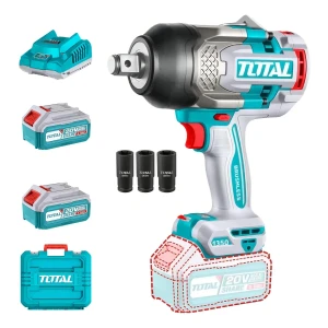 Llave, Pistola De Impacto Inalámbrica Total Industrial - Motor Brushless, Sin Carbones, Encastre 3/4'', Torque 1350nm - Con 2 Baterías 5.0ah Litio-ion, Cargador, Dados Y Maletín - TIWLI20135