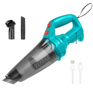 Aspiradora Inalámbrica De Mano Total 12v, 0.5 Litros, Hogar, Auto - Incluye Boquilla, Cepillo Y Cable De Carga Usb-c - Tvli2026