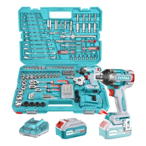 Kit Total 152 Piezas: Llave Impacto 1/2'' Motor Sin Carbones 500NM + Llaves, Dados, Puntas - Con Batería 4.0Ah Litio-Ion, Cargador Y Maletín - THKTHP31522