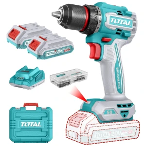 Taladro Atornillador Inalámbrico Total 20v, Mandril 13mm, 50nm - Con 2 Baterías 2.0ah Litio-ion, Cargador Y Maletín Plástico - Tdli205062