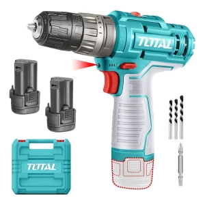 Taladro Percutor Y Atornillador Inalámbrico Total 12v - Puerto De Carga USB-C - Con 2 Baterías 1.5Ah Litio-Ion, Maletín Plástico, Mechas Y Puntas - TIDLI12202