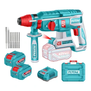 Rotomartillo Inalámbrico Total 42v - Motor Brushless, Sin Carbones - 2.5 J, Encastre Sds Plus - Con 2 Baterías 2.0Ah Litio-Ion, Cargador, 6 Mechas Y Maletín - TRHLI422682