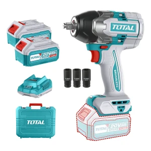 Llave, Pistola De Impacto Inalámbrica Total 20v Industrial - Motor Brushless, Sin Carbones, Encastre 1/2'', Torque 850nm - Con 2 Baterías 4.0ah Litio-ion, Cargador, Dados Y Maletín - Tiwli2085
