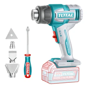 Pistola De Calor Inalámbrica Total 20v Industrial, Dos Temperaturas 300ºc / 550ºc - Incluye 3 Boquillas Y Raspador - No Incluye Batería Ni Cargador - TBLI2006