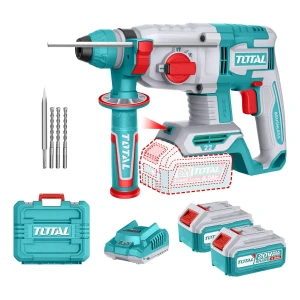 Rotomartillo Inalámbrico Total 20v, Industrial - Motor Brushless, Sin Carbones - 2 J, Encastre SDS Plus - Con 2 Baterías 4.0Ah Litio-Ion, Cargador Y Maletín - TRHLI212282
