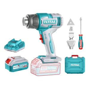 Pistola De Calor Inalámbrica Total 20v Industrial, Dos Temperaturas 300ºc / 550ºc - Con 1 Batería 4.0ah Litio-ion, Cargador, 3 Boquillas, Raspador Y Maletín - Tbli20065