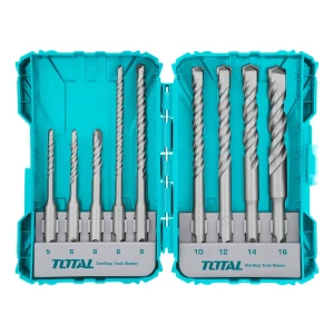 Juego De 9 Mechas Total Sds Plus Para Rotomartillo - Hormigón, Mampostería, Ladrillo - Incluye Estuche Organizador - TACSDL30901