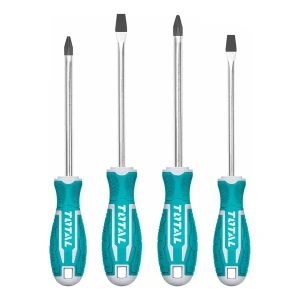 Set, Juego De 4 Destornilladores Total, Imantados - Chatos, Phillips - THT250604