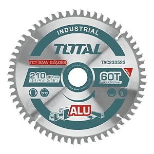 Disco Corte Aluminio Total Para Ingletadora, 8.1/4'''' 210mm, Eje 30mm Con Anillo Reductor, 60 Dientes - TAC233523