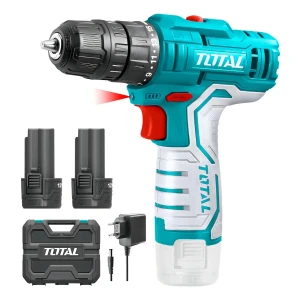 Taladro Atornillador Inalámbrico Total 12v, Mandril 10mm, 20NM - Con 2 Baterías 1.5Ah Litio-Ion, Cargador Y Maletín Plástico - TDLI12208
