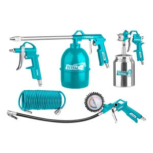 Kit, 5 Accesorios De Aire Total Para Compresor, Conector Tipo USA - Pistolas Y Manguera 5 Metros - TATK051-1