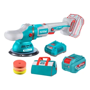 Lustra Pulidora Angular Inalámbrica Total 42v - Motor Sin Carbones - Plato Con Velcro, 6 Pulgadas, 150mm - Velocidad Variable - Con Batería 2.0ah Litio-ion, Cargador, 3 Discos Y Bolso - TAPLI42151