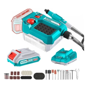 Mini Torno Total, Con 40 Accesorios, Eje Flexible, 1 Batería 2.0Ah Litio-Ion Y Cargador - TMGLI20011