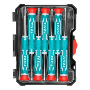 Set, Juego De 7 Destornilladores Total De Precisión Imantados, Chatos, Phillips, Torx - Incluye Organizador - THT250726