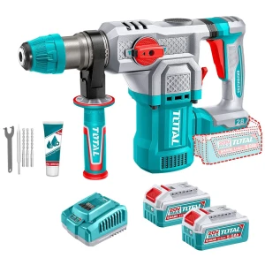 Rotomartillo Inalámbrico Total 20v, Industrial - Motor Brushless, Sin Carbones - 4.5 J, Encastre Sds Plus - Con 2 Baterías 5.0ah Litio-ion, Cargador 4a, Mechas Y Punta - Trhli202862