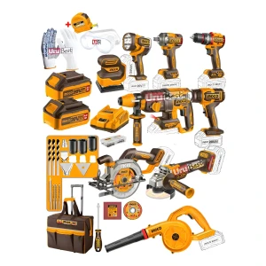 Kit Combo 9 Herramientas 20v Taladro Amo 2 Baterías 4a Ingco