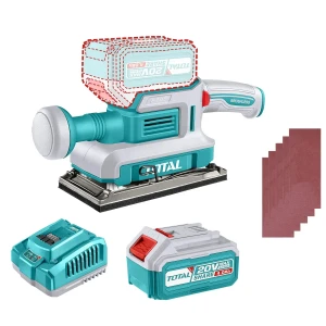 Lijadora Orbital Inalámbrica Total 20v Industrial - Motor Brushless, Sin Carbones - Base 180x90mm - Con 1 Batería 4.0ah Litio-ion, Cargador 4a Y 5 Lijas - Tfsli20313