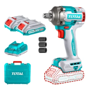 Llave, Pistola De Impacto Inalámbrica Total Industrial - Motor Brushless, Sin Carbones, Encastre 1/2'', Torque 400nm - Con 2 Baterías 2.0ah Litio-ion, Cargador, Dados Y Maletín - TIWLI2040