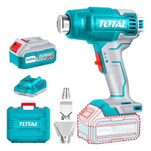 Pistola De Calor Inalámbrica Total Industrial, Dos Temperaturas 300ºc / 550ºc - Con 1 Batería 4.0ah Litio-ion, Cargador, 3 Boquillas Y Maletín - TBLI20025