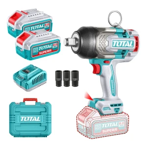 Llave, Pistola De Impacto Inalámbrica Total 20v Industrial - Motor Brushless, Sin Carbones, Encastre 3/4'', Torque 1750nm - Con 2 Baterías 8.0ah Litio-ion, Cargador 4a, Dados Y Maletín - Tiwli20175