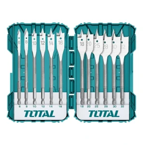 Juego De 12 Mechas Total Planas Para Madera, 15cm Encastre 1/4'', Línea Industrial, Incluye Estuche Organizador - TACSDL1201