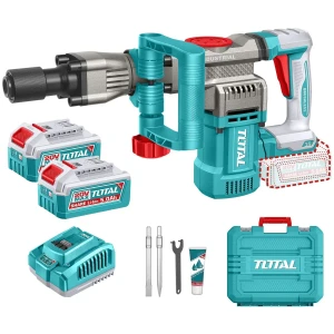 Martillo Demoledor Inalámbrico Total 20v, Industrial - Motor Brushless, Sin Carbones - 16 J, Encastre Sds Hex - Con 2 Baterías 5.0ah Litio-ion, Cargador 4a, Cinceles Y Maletín - Tdbli203582
