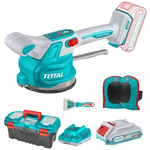 Ventosa Vibradora Total 20v Para Cerámicas, 60kg - Con 1 Batería 2.0ah Litio-ion, Cargador, Rodilleras, Espátula, Espaciadores Y Valija Plástica - Ttvli20018