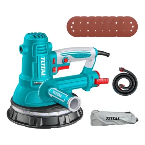 Lijadora De Yeso Total 850w Industrial, Diámetro 180mm, Luz Led 360º, Velocidad Variable, 6 Niveles - Incluye 8 Lijas, Bolsa Recolectora De Polvo Y Bolso De Transporte - Tdws10508