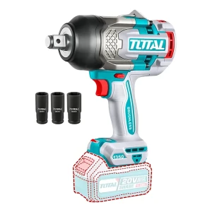 Llave, Pistola De Impacto Inalámbrica Total 20v Industrial - Motor Brushless, Sin Carbones, Encastre 3/4'', Torque 1350Nm - Con 3 Dados - No Incluye Batería Ni Cargador - TIWLI201351