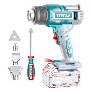 Pistola De Calor Inalámbrica Total 20v Industrial - Panel Digital, Temperatura Ajustable Entre 30ºC Y 550ºC - Incluye 4 Boquillas - No Incluye Batería Ni Cargador - TBLI2003