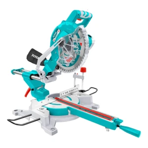 Sierra Ingletadora Deslizable Total 1800w, Industrial - 10 Pulgadas, 254mm - 5.300rpm - Incluye Disco, Bolsa Recolectora, Barra Extensora Y Sargento - TS421825517